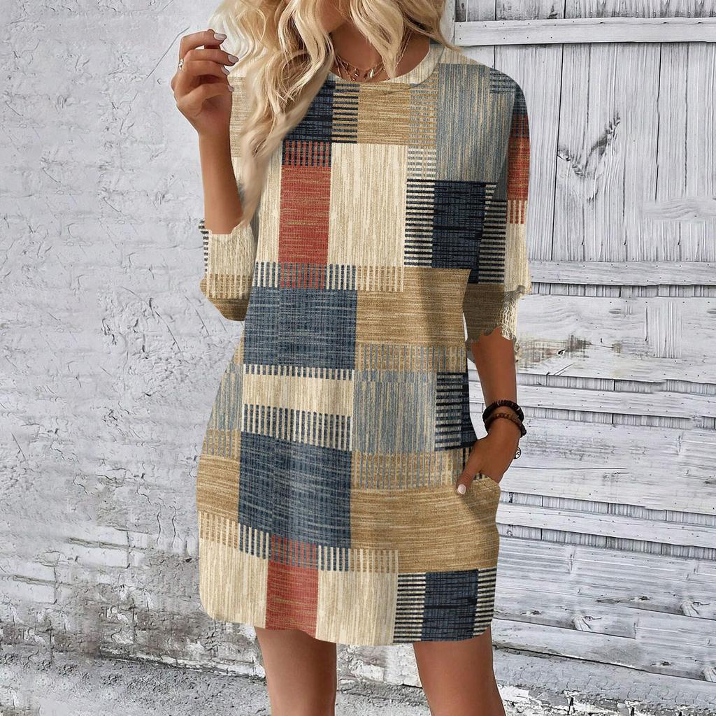 Women's Fashionable Retro Printing Loose Dress