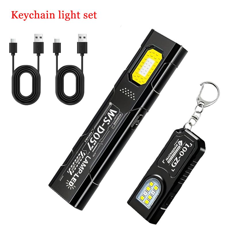 LED COB Flashlight Type C Rechargeable 600LM Portable Mini Torch Pocket Lantern Flood Work Light With Magnet For Emergency