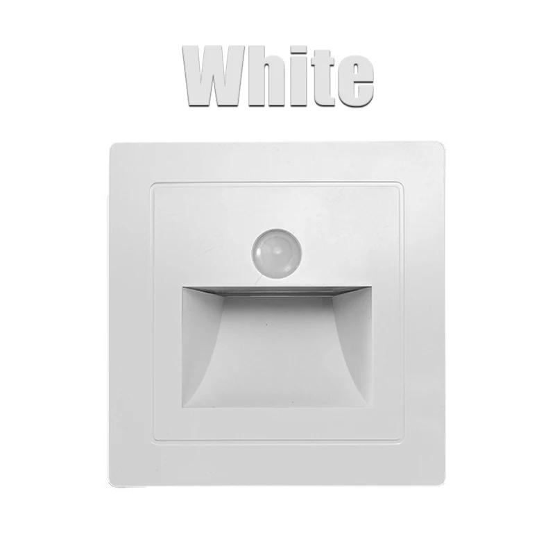 Infrared Human Sensor Stair Lights PIR Motion Sensor LED Night Light Recessed Wall Lamps Steps Hallway Staircase Bedroom Warm White Light