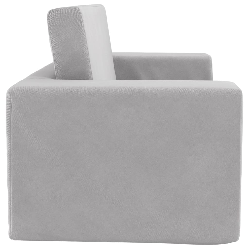Kids Sleeper Sofa 2 Seater Light Grey Soft Plush
