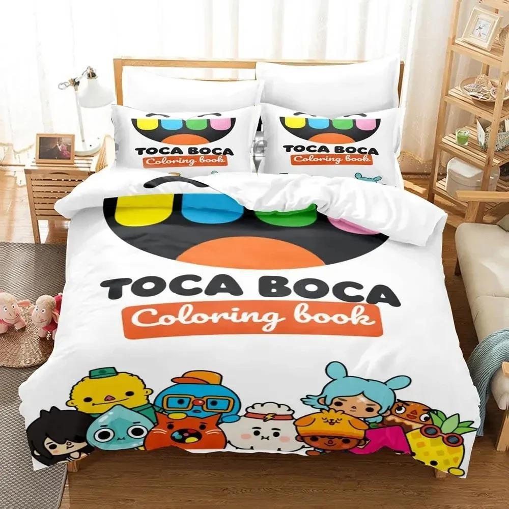 Cartoon Toca Life World Bedding Set Duvet Cover Pillowcase Comforter King Queen Size Boys Adult Bed Set