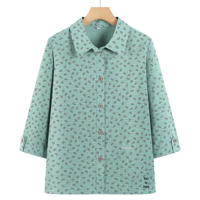 Nuovo Stile 2026 Camicia Estiva in Puro Cotone per Donne di Mezza Età e Anziane
