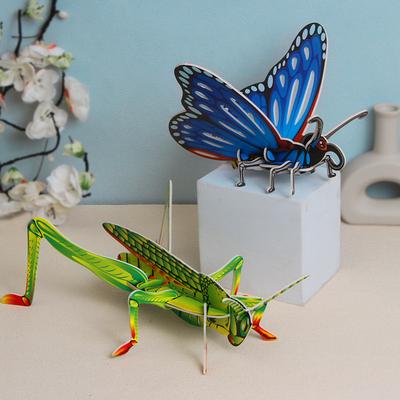 כרטיס נייר DIY בעבודת יד לילדים, פאזל תלת-ממדי, חרק מצויר, הכרת פרפר ודבורה, צעצועי למידה מוקדמת