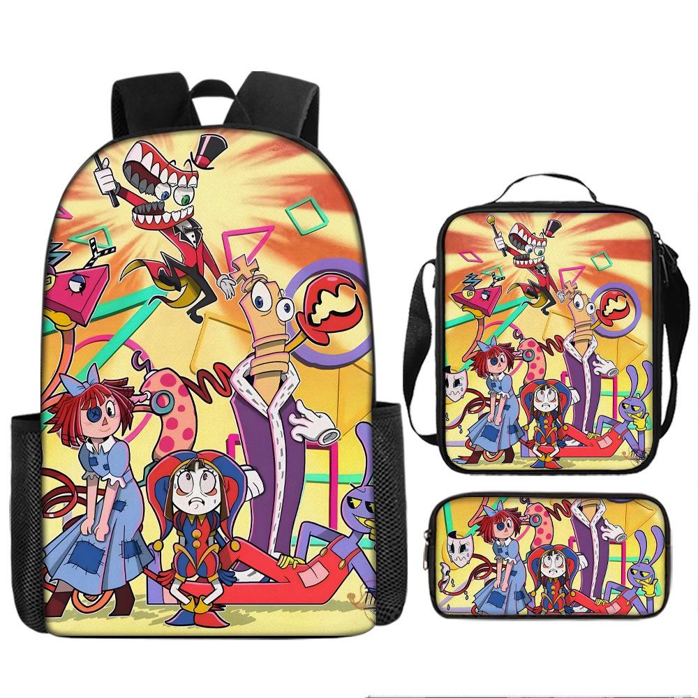 DER ERSTAUNLICHE DIGITALE ZIRKUS Rucksack-Set aus 3 Stück Großer Schulrucksack Reise-Tagesrucksack für Kinder Jugendliche Erwachsene