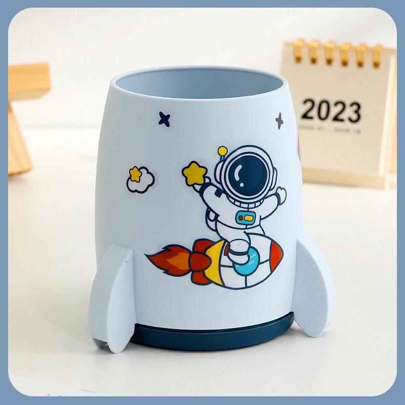 Kawaii Rocket Pen Pencil Pot Holder Brush Storage Container Desk Organizer Multifunction washi tape Stationery Office Supplies