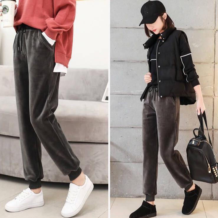 Sportovní kalhoty Dámské Street Dámské Sametové harémové kalhoty Ležérní kalhoty Podzim a Zima Jednobarevné Ležérní kalhoty