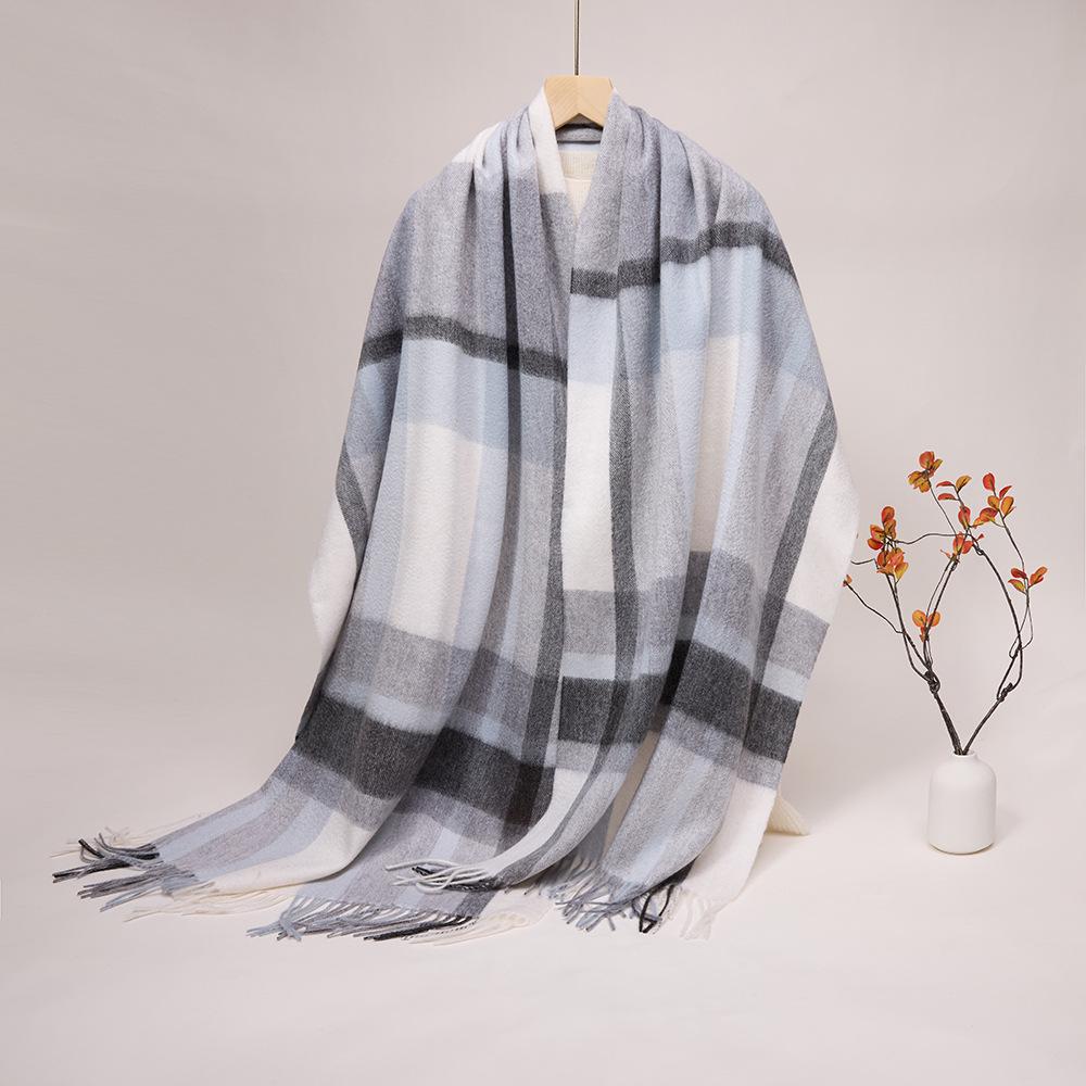 2025 Autumn/Winter Unisex 100% Pure Cashmere Plaid Scarf Shawl