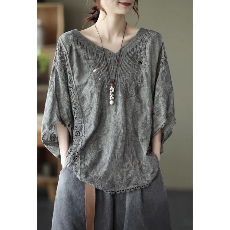 Women's T-shirt Sunscreen Embroidered Fashion Hollow Top