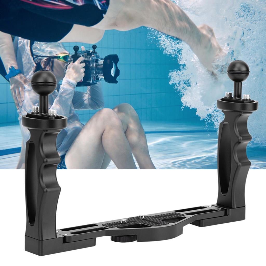 All Metal Dual Handheld Hand Grip Diving Flashlight Bracket Underwater Sports Camera Holder Stabilizer