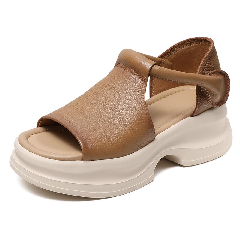 Damen Zehensandalen aus atmungsaktivem Leder - Modische, abriebfeste Strandschuhe