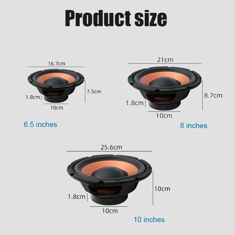 High Power Car Subwoofer 6.5 8 10 Inch Bass Speaker 100 Magnetic Stereo Upgrade Vehicle Audio Music System Single Voice Coil