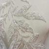 1Pc Silvery Lace Beaded Leaf Appliques Patches DIY Sewing Wedding Dress Accessories Patch