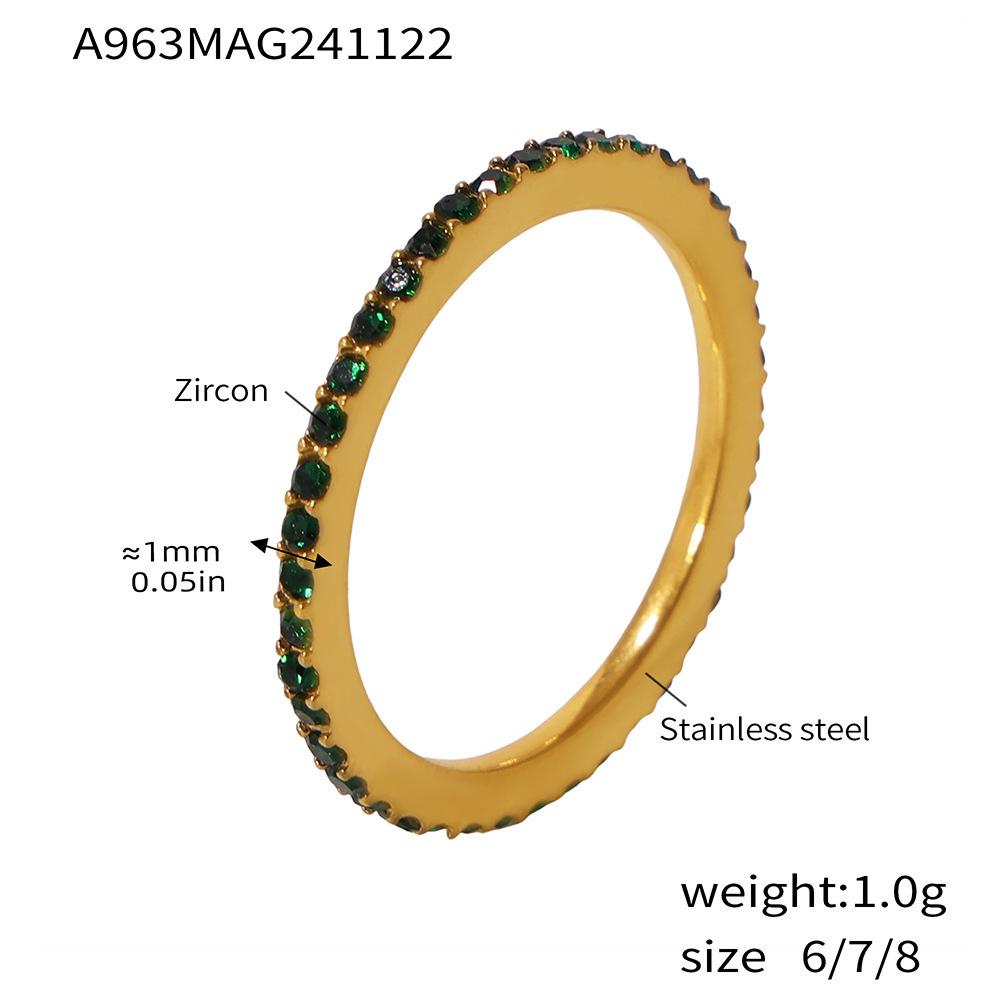 Qiong Yao 1.5mm Ultra-Fine Zircon Couple Ring, PVD 18K Gold Plated, Quick Return Size 7
