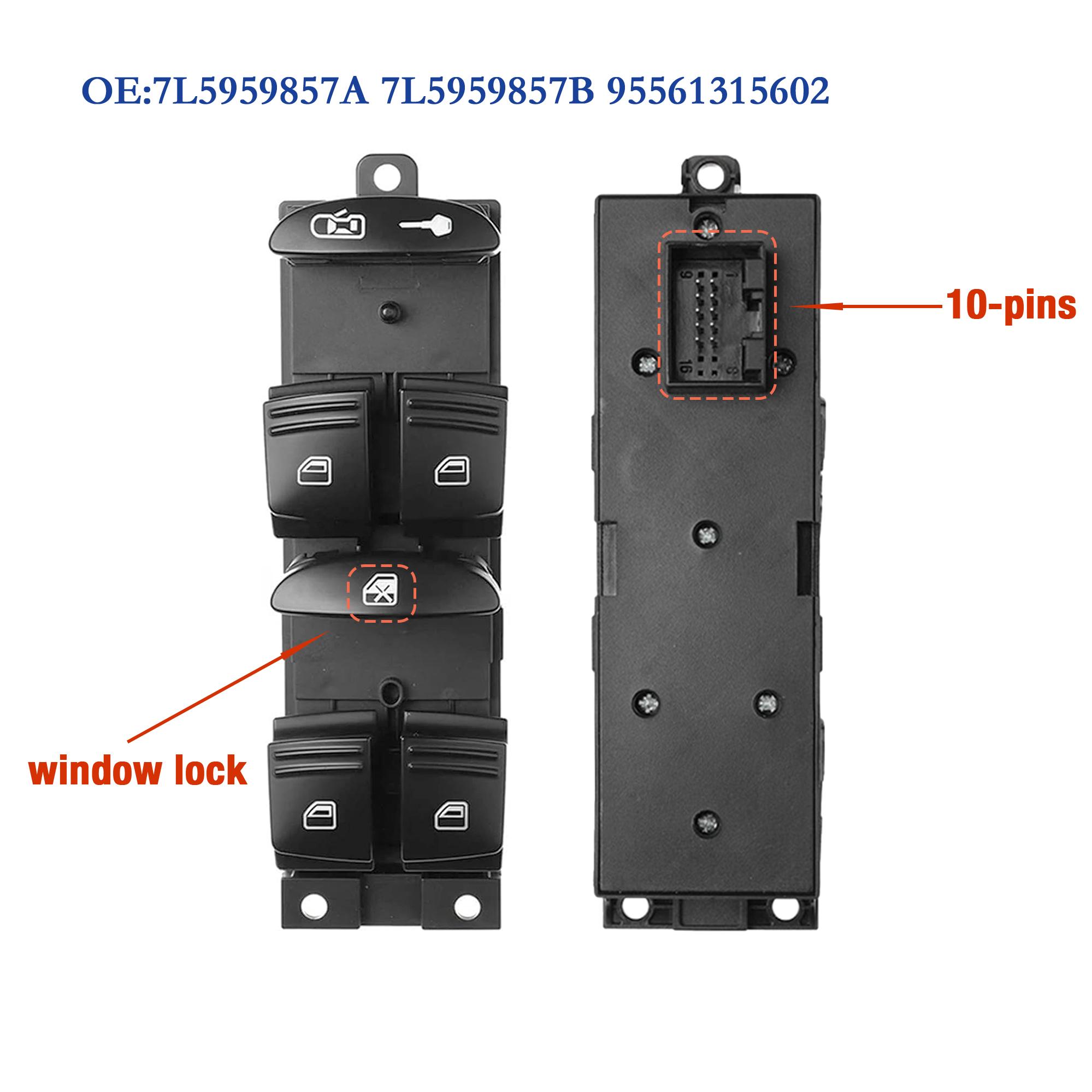 95561315602 7L5959857A B For Porsche Cayenne 9PA 2003-2010,Driver Side Electric Power Master Window Lifter Control Switch Button 95561315602