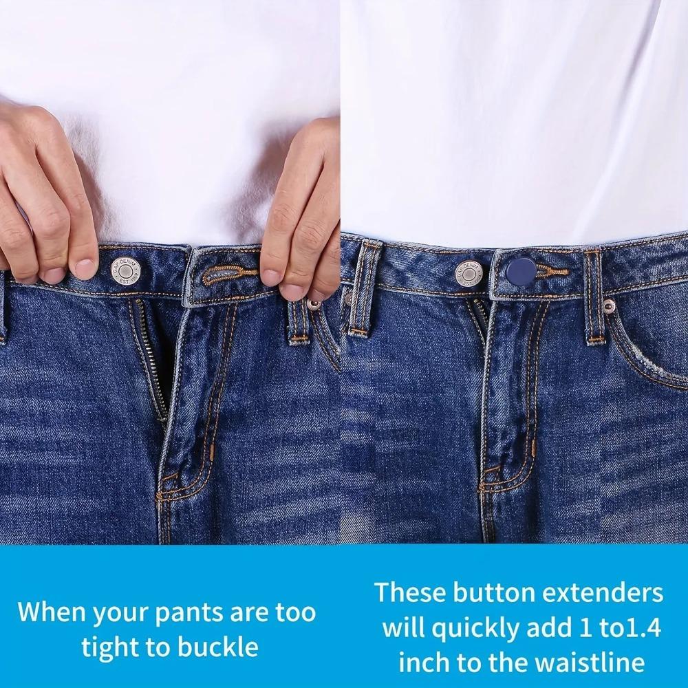 4/12-Pack Button Waist Expanders, No-Sew Adjustable Jean Extenders, 1-1.4 Inch Extra Space, Unisex for Pants Jeans, Multi Colors