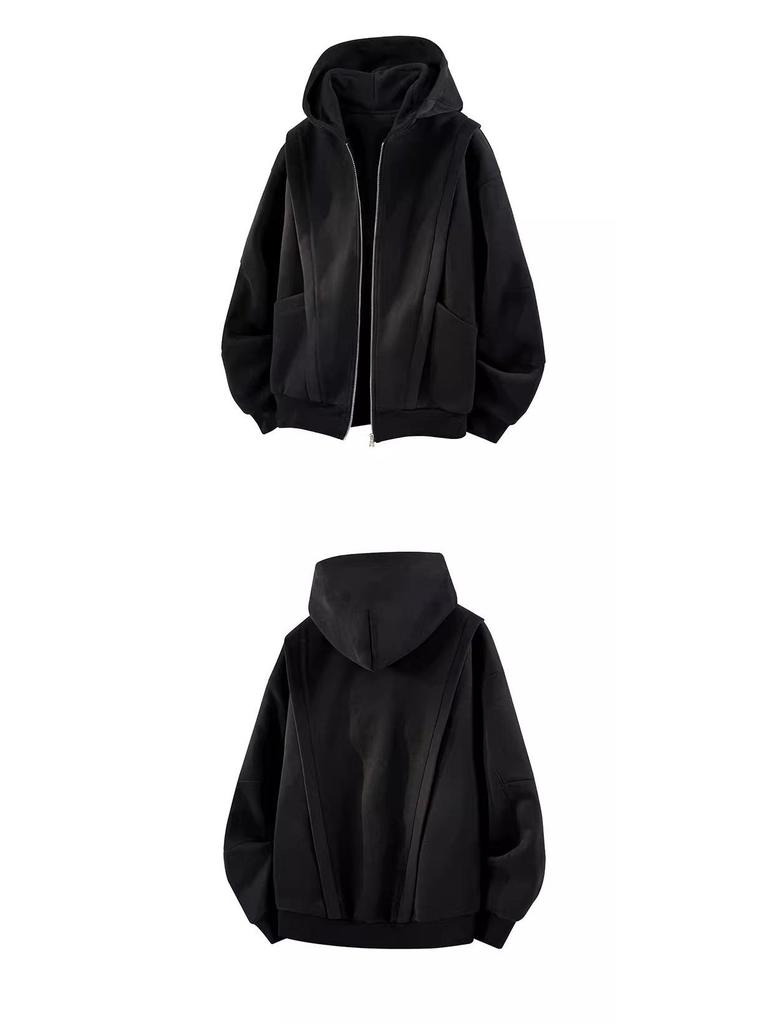 Unisex American-Style Heavy Fleece Hooded Jacket for Autumn/Winter