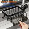 Faucet Shelf, Space Aluminum Kitchen Sink Storage Shelf, Household Rag With Drain Tray, Multi-functional Hanging Basket