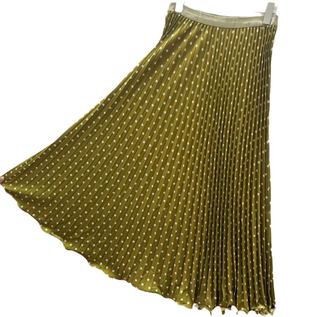 Summer 2025 New Chiffon High Waist and Thin Pleated Polka Dot Medium and Long Skirt Femininity Fashion A-shaped Skirt
