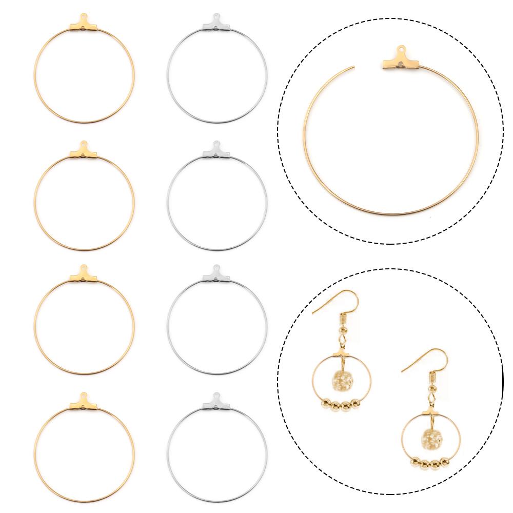 10-20Pcs Stainless Steel Big Circle Ear Wire Earrings 20/25/30/35/40mm Hoop Earring Hooks Connector DIY Earrings Jewelry Making