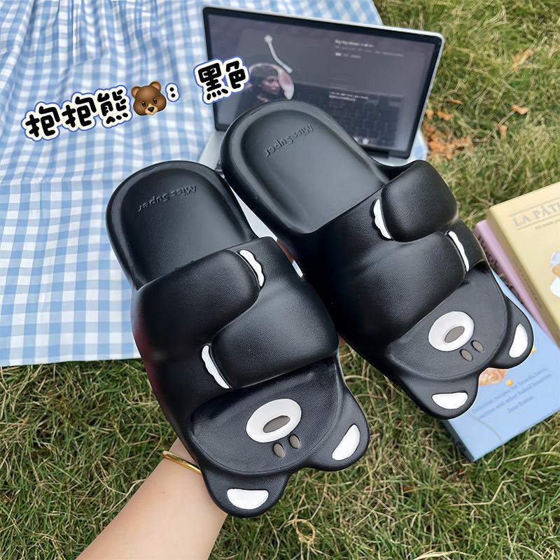 

Модные EVA Уродливые Милые Смешные Женские Тапочки Медведь Летние Сандалии Модные Универсальные Легкие Ванные Банные Нескользящие Тапочки Инс 2025 44-45 чёрный