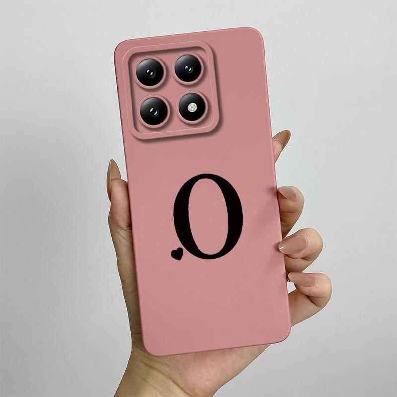 For Xiaomi 14T Pro Case Xiaomi 14T Pro Cover Mi 14T Pro Luxury Initial Letters Square Phone Case Matte Shockproof TPU Back Cover