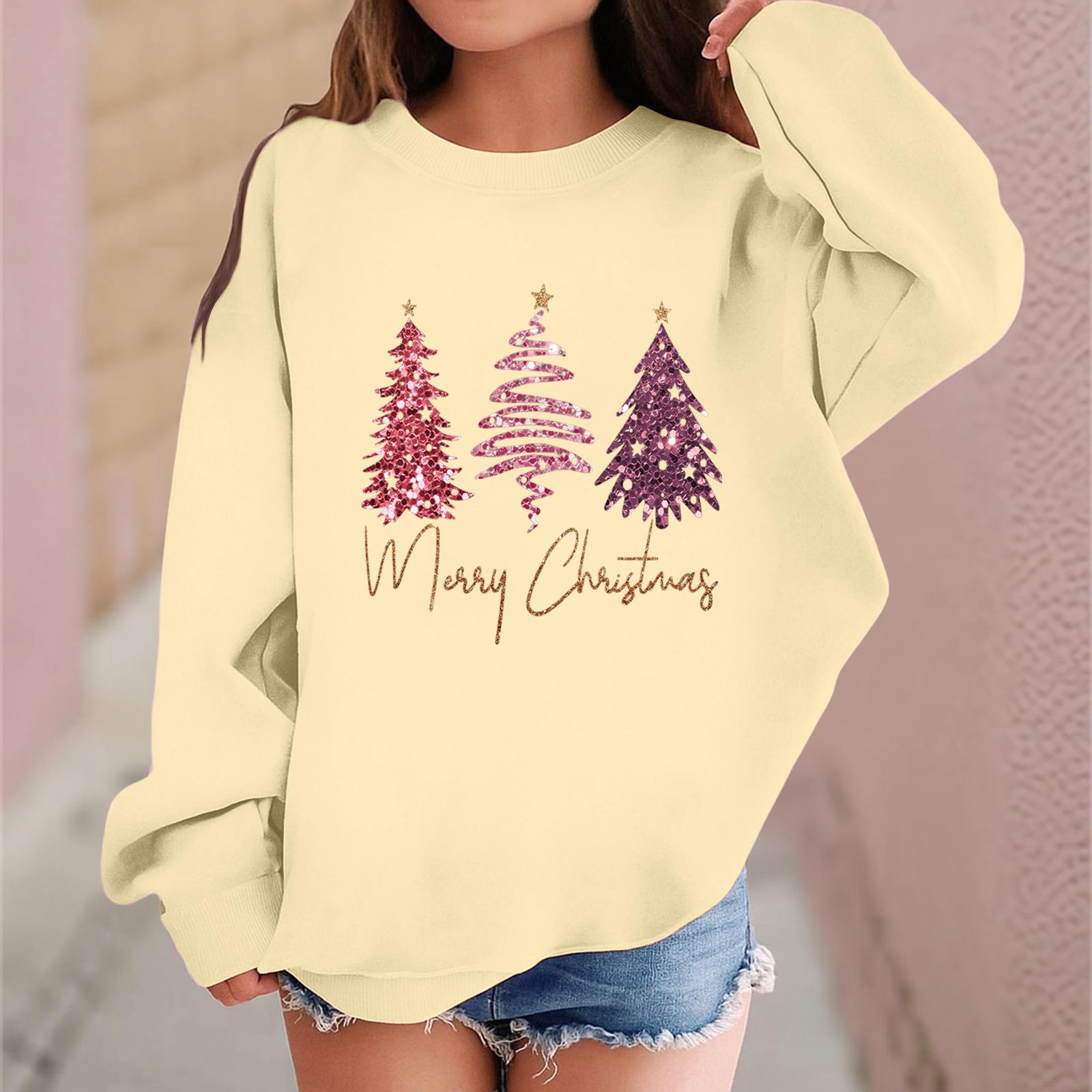 

Детский модный повседневный пуловер с длинными рукавами и свободного кроя с рождественским принтом 100 хаки