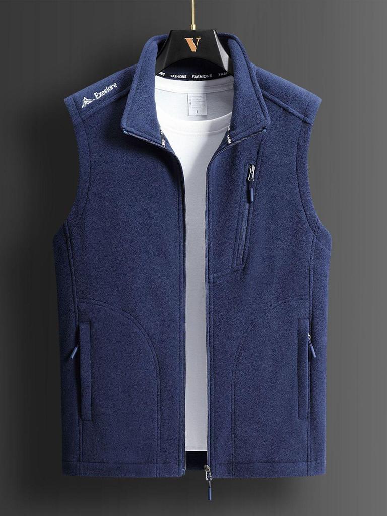 Unisex Übergröße Winter Fleeceweste - Warme ärmellose Outdoor-Sport-Oberbekleidung mit Stehkragen