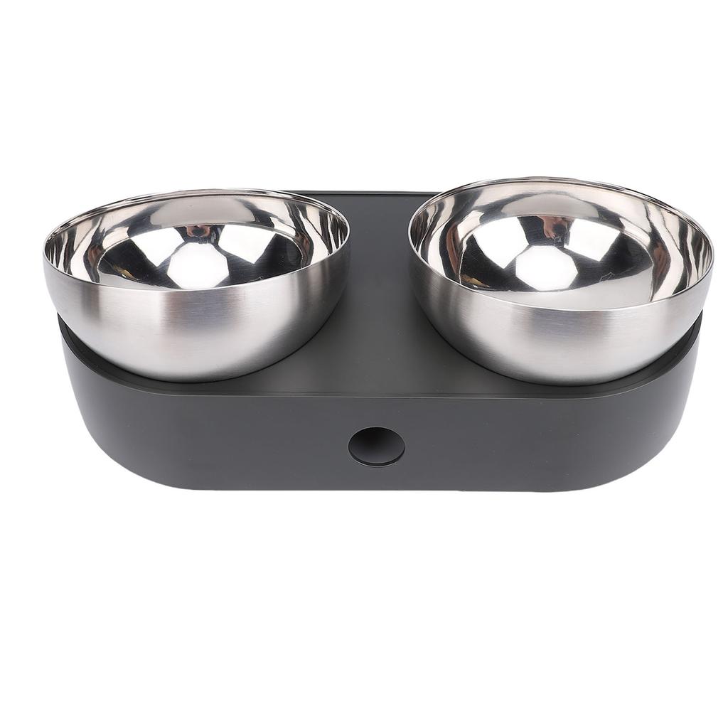 Cat Double Food Bowl Plastic Stainless Steel Raised Dog Cat Bowl Large Capacity Pet Water and Food Bowl Set with Non Slip Base