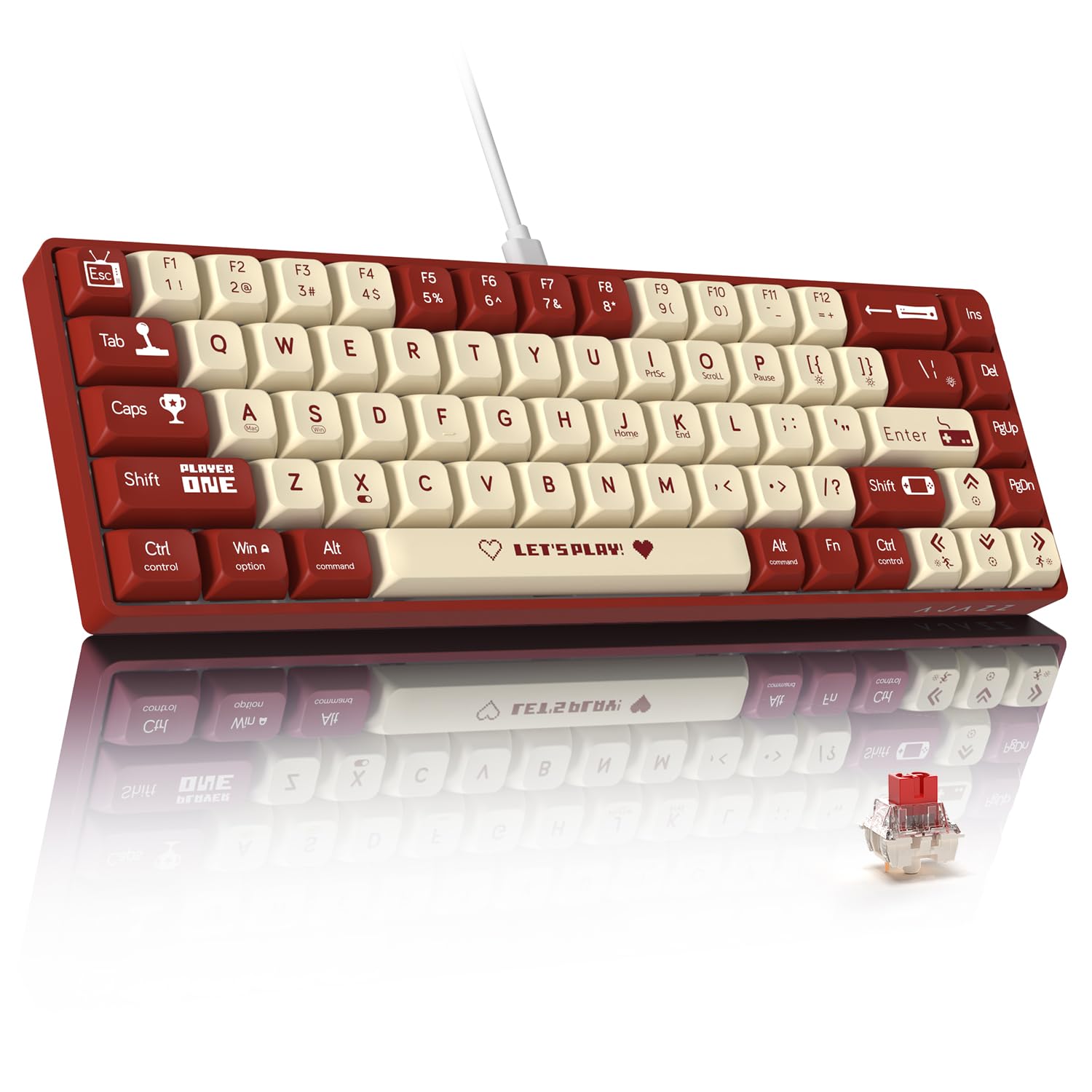 

MAMBASNAKE x AJAZZ AK680 Wired Gaming Keyboard Red Axis Lightweight Mechanical Keyboard Hot Swap Compatible Small 68 Keys RGB Lighting Keycap EVA