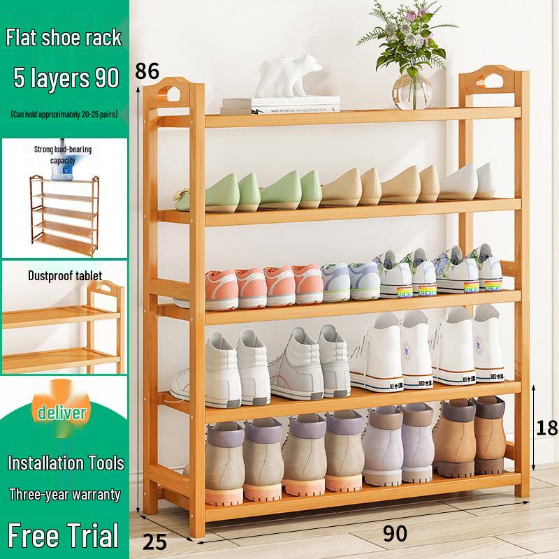 Wall-Mounted Bamboo Shoe Rack: Space-Saving, Dustproof, Multi-Layer Storage for Entryway