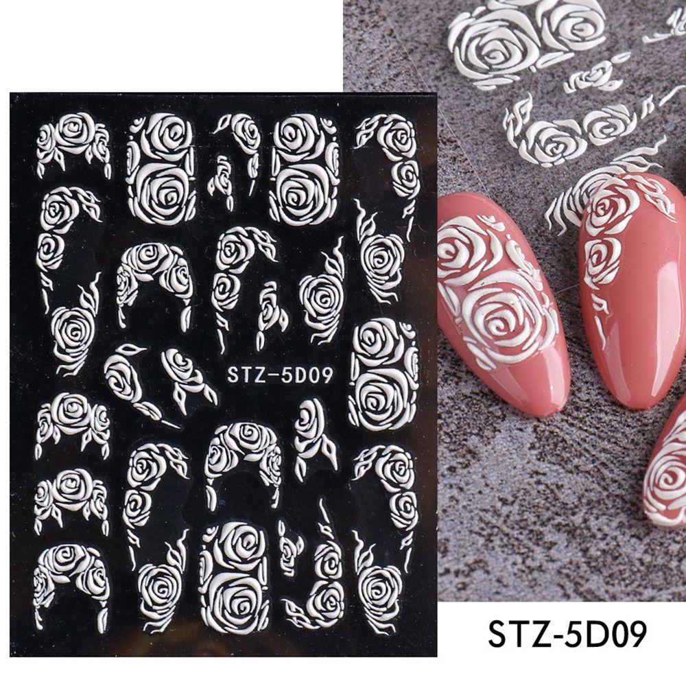 DIY Manicure Lace Winter Sliders French White Wedding Design 5D Acrylic Nail Stickers