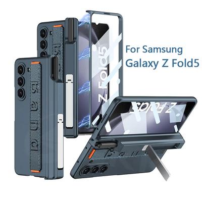 Capa com suporte para caneta e tela de vidro com dobradiça magnética e armadura militar para Samsung Galaxy Z Fold 6 5, capa de proteção total à prova de choque