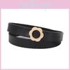 Pu Trendy Leather Waist Belt Women Flower Shaped Alloy Buckle Decoration Outdoor