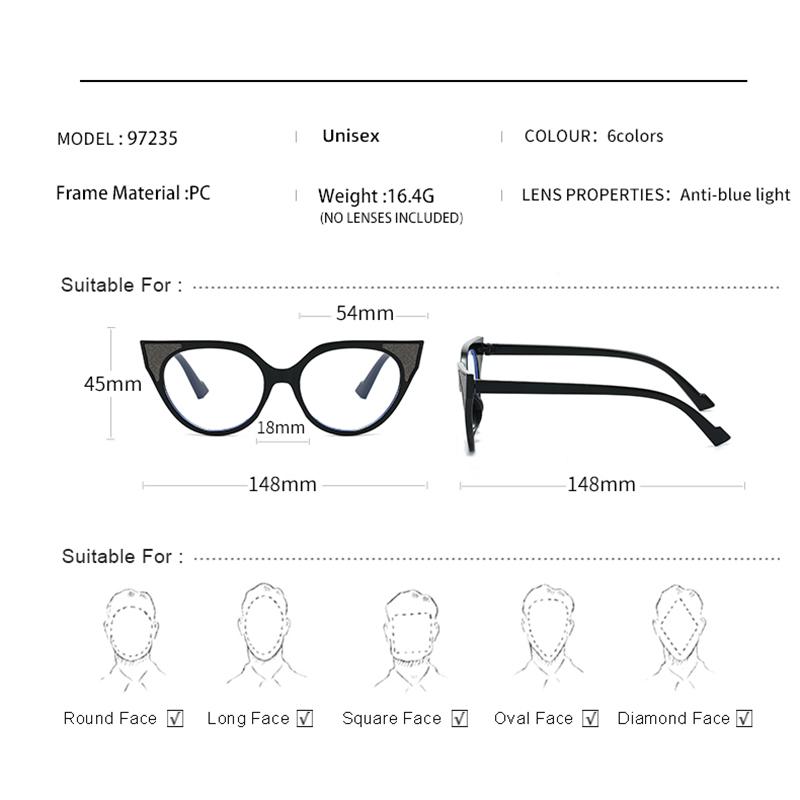Anti-blue Light Glasses Exquisite Sexy Cat Eye Eyewear Women Men Fashion Sweet Eyeglasses Blue Light Blocking Man Lady Eyeglas