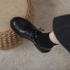 Real Soft Leather Loafers Women's 2025 Spring and Autumn New Black Versatile Single Shoes Flat-soled Lace-up British Style Small Leather Shoes