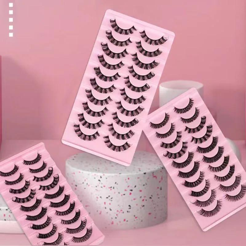 10 Paar 3D Nerz Wimpern russische Streifenwimpern Dramatische Falsche Wimpern Faux Cils Make-up Falsche Wimpernverlängerung