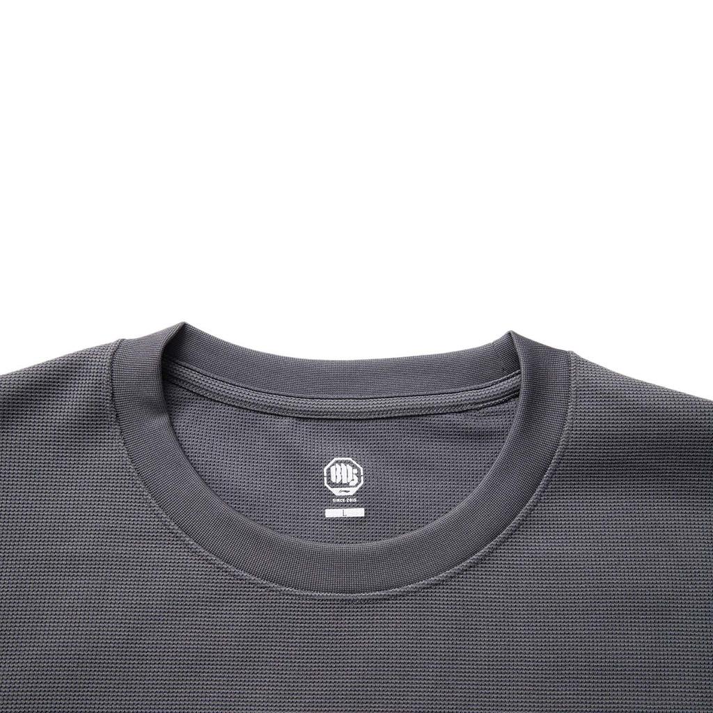 Li-Ning Comfortable Simple Versatile Loose Letter Print Short Sleeve T-Shirt Men Tops Black Pine-Grey AHSVB79-2