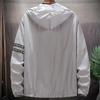 Men's Sun Protection Jacket Summer Solid Color Stripe Print Outdoor Adventure Hooded Windbreaker Men's Sunscreen Clothing