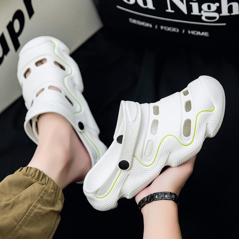 2 in 1 Fashion Men's Sandals Lightweight EVA Garden Shoes Indoor Outdoor Clogs Slippers Breathable Wading Shoes