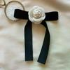 Black Brooch Fabric Camellia Flower Brooch Bow Tie Ladies College Style Shirt Collar Pins Vintage Wedding Party Brooches For Wom