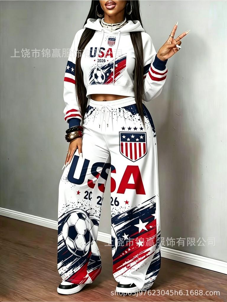 Conjunto deportivo casual talla grande, sudadera con capucha de hombros caídos en bloques de color, pantalones anchos fluidos, ropa de calle para mujer