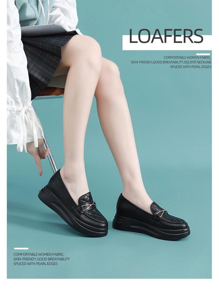 2023 Spring Collection: Women's Real Leather Heightening Mary Jane Loafers, Small Leather Shoes, Nurse Style YH812
