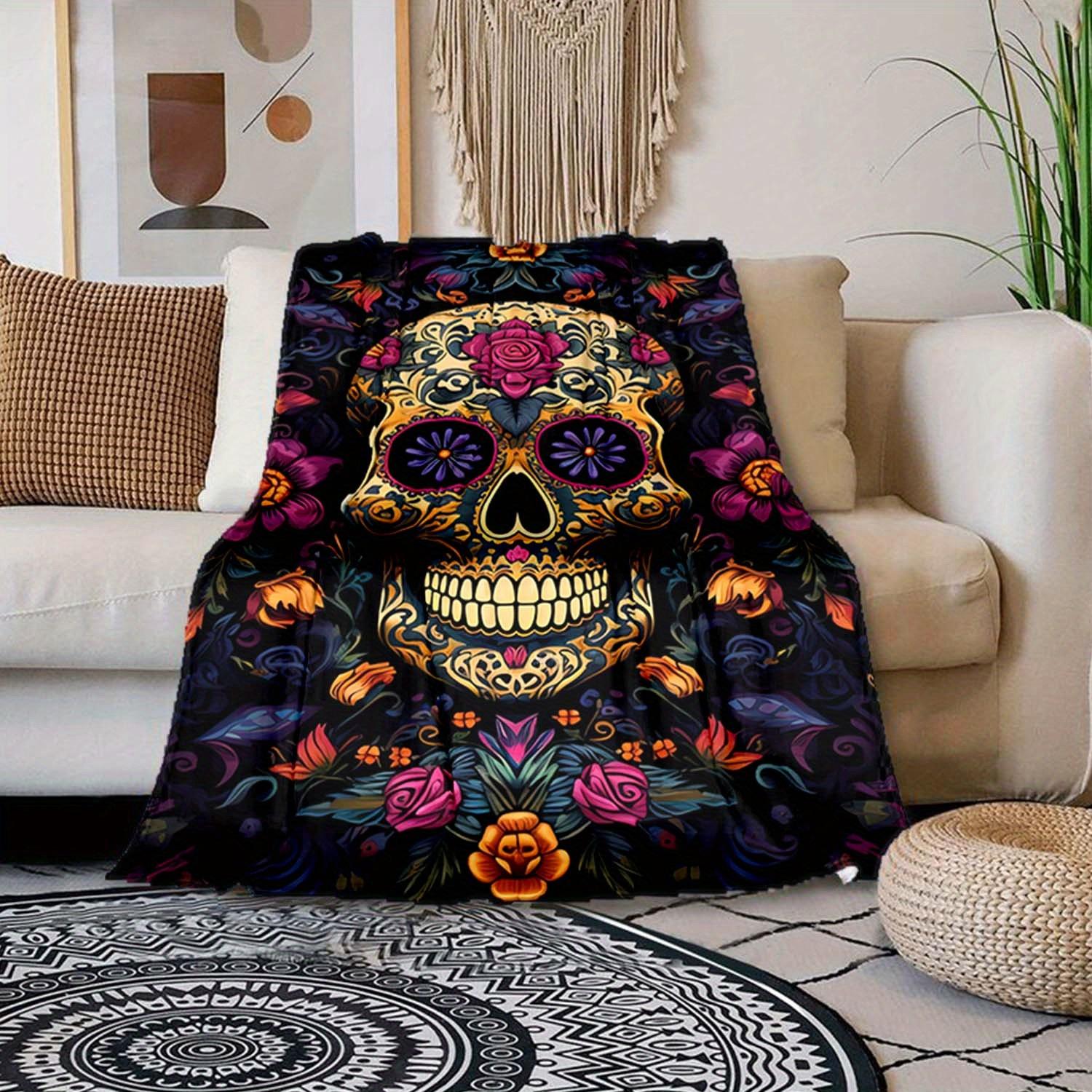 

1 шт. Плед с принтом скелета, Мягкий теплый плед, Плед для сна для дивана, Софы, Офиса, Кровати, Кемпинга, Путешествий 130cmx150cm