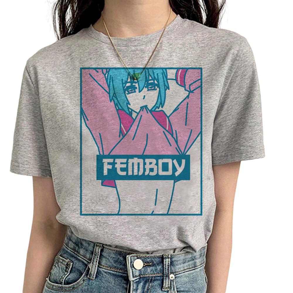 Femboy Tee Women Designer Streetwear Y2K Tshirt Girl Comic Clothes