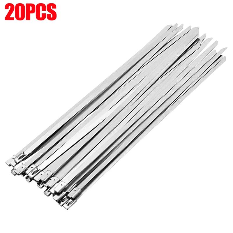 

20-100 шт. Кабельні стяжки з нержавіючої сталі Багаторазові самоущільнювальні кріпильні кільця Кабельні стяжки Багатоцільовий металевий апаратний органайзер для кабелю 4.6x150mm