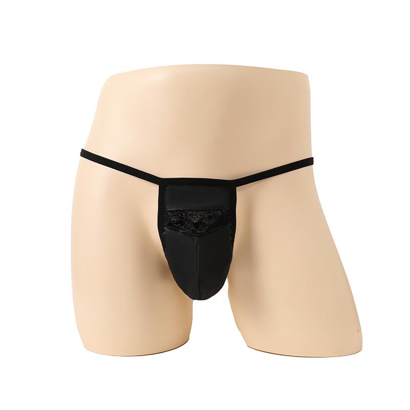 Men's stretch panties, ribbon full-pocket triangle sex underwear, men's sex thong panties
