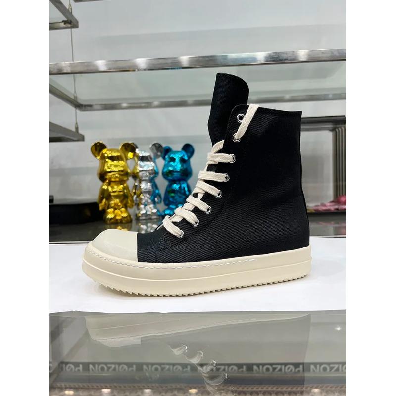 Codzienny Wysoka Jakość Czarny Projektant Męskie Skórzane Buty Ro Pentagram Gruba Podeszwa Zamek Płaskie Płócienne Luksusowe Damskie Botki Trampki