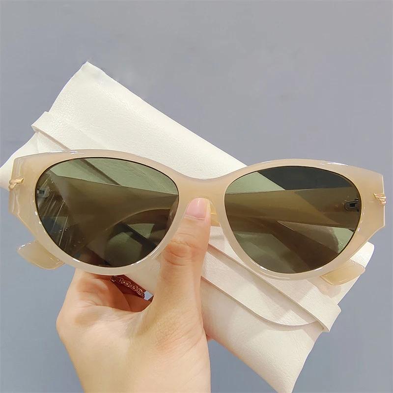 Oversized Rivet Leopard Cat Eye Women Sunglasses Design Vintage Decor Acrylic Cateye Shades Eyewear White Men Sun Glasses Female