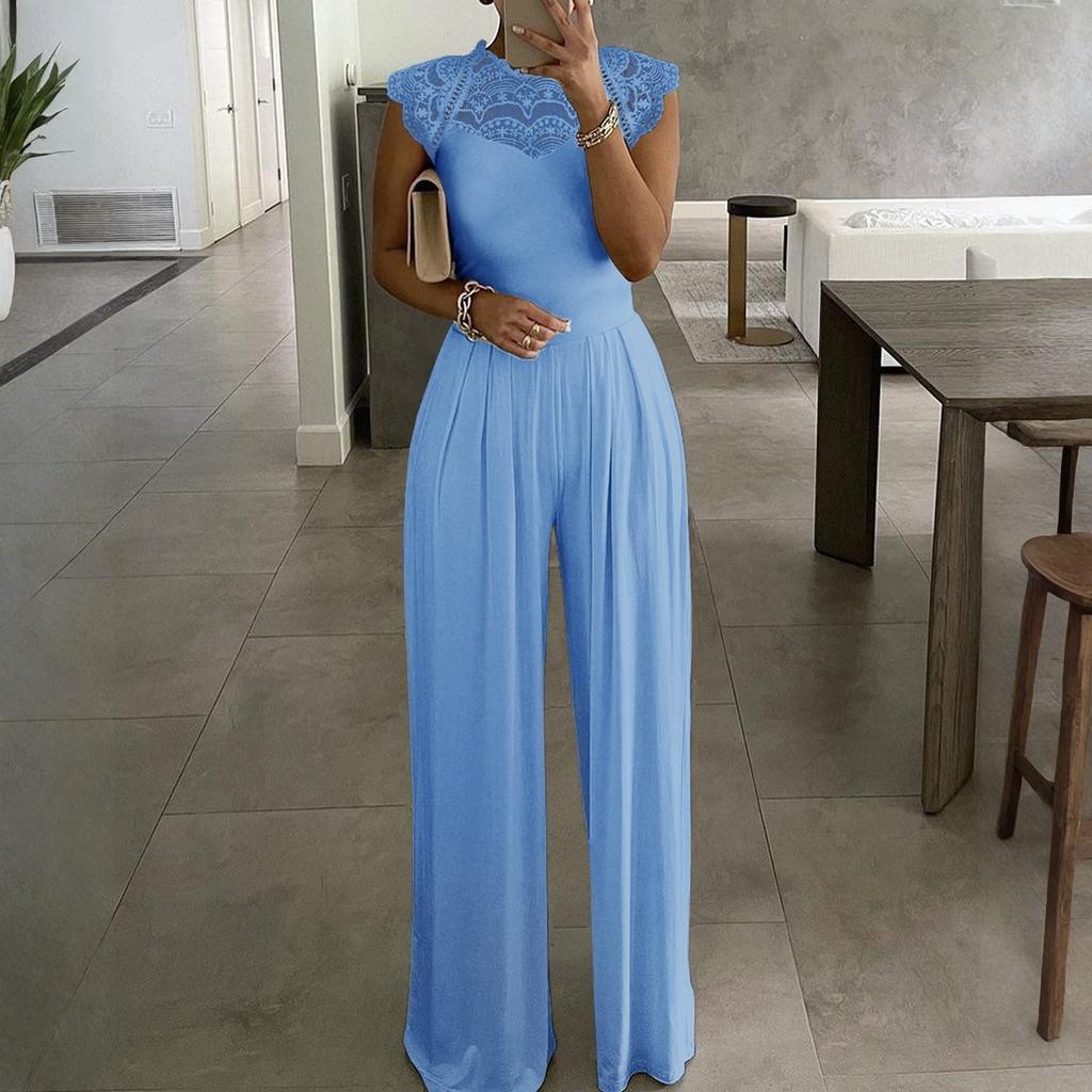 Dámský jednobarevný overal Módní volný ležérní krajkový overal