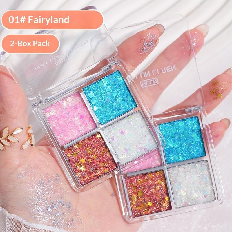 Children's Day Large Sequins Four-color Children's Eyeshadow Party Dance Stage Makeup Fine Sequins 4-color Eyeshadow Disc